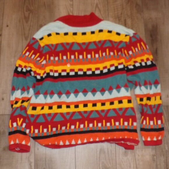 Bedford Fair Colorful Geometric Button Cardigan Unique Eccentric 90s Clowncore - Picture 4 of 4